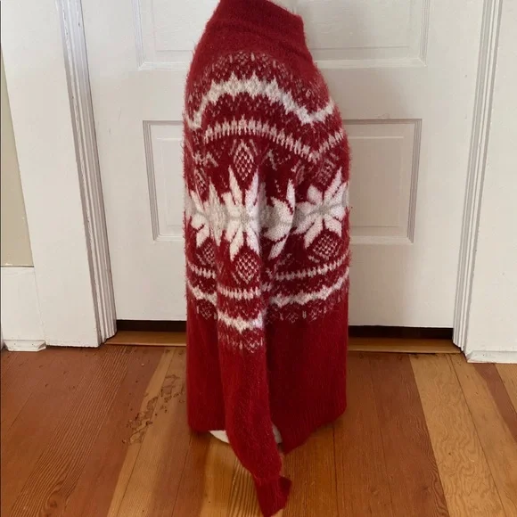 Abercrombie &‎ Fitch Red and White Snowflake Sweater Large - Picture 2 of 5